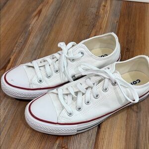 Converse White Canvas Sneakers with Red Accent